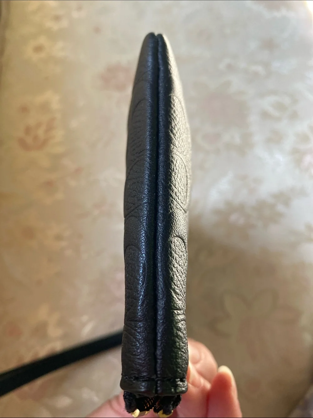 Coach Black Embossed Signature Wristlet with Gold Hardware
